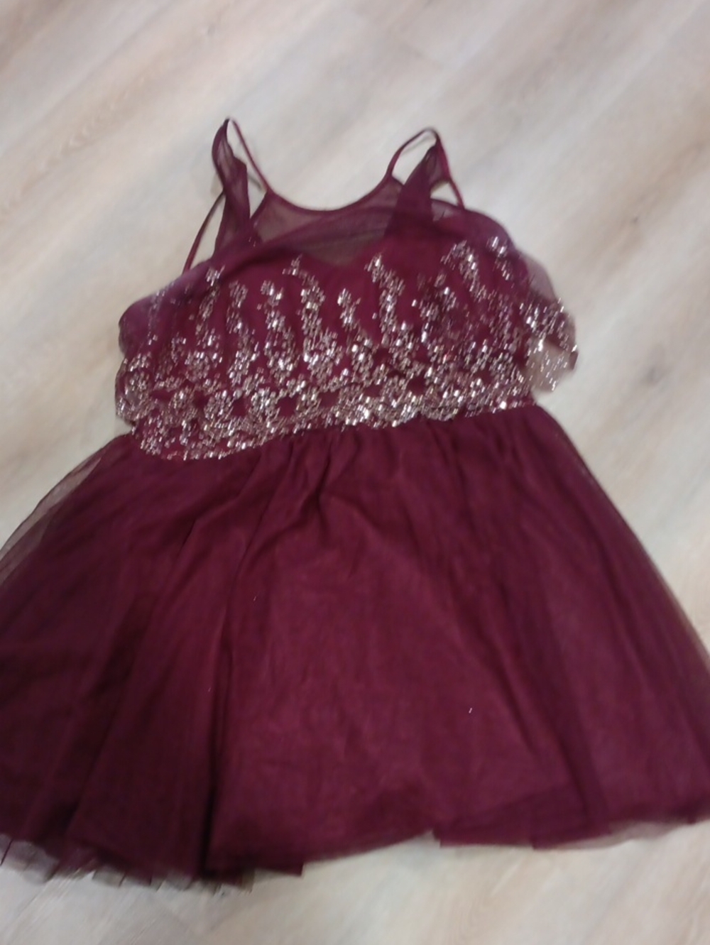 Teeze Me Burgundy Tulle Dress with Sequin Bodice
